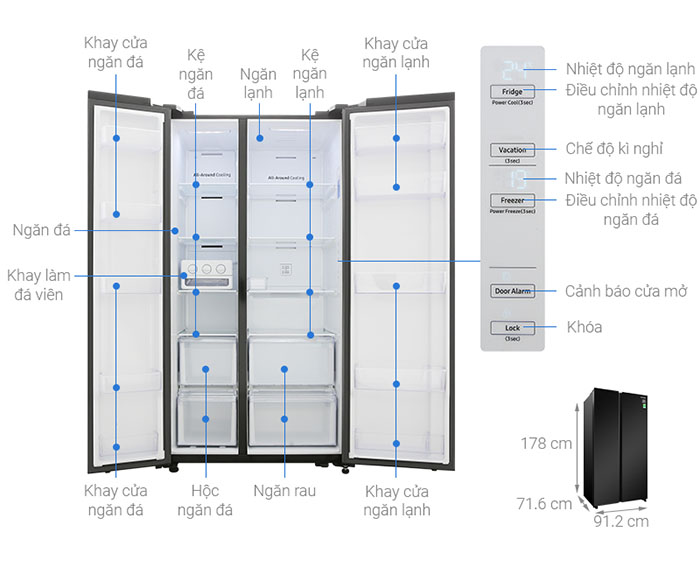 Image Tủ lạnh Samsung Inverter 647 lít RS62R5001B4/SV 1