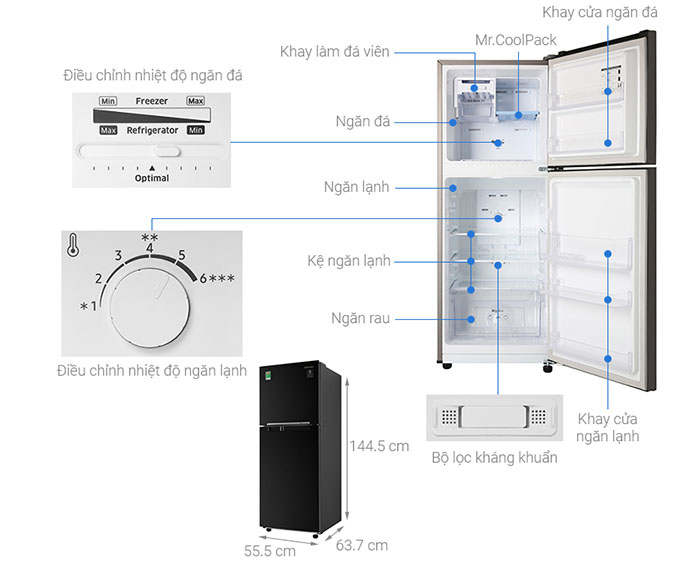 Image Tủ lạnh Samsung Inverter 208 lít RT20HAR8DBU/SV 2