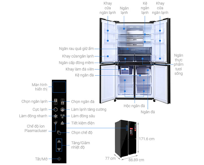 Image Tủ lạnh Sharp Inverter 525 lít SJ-FXP600VG-BK 1