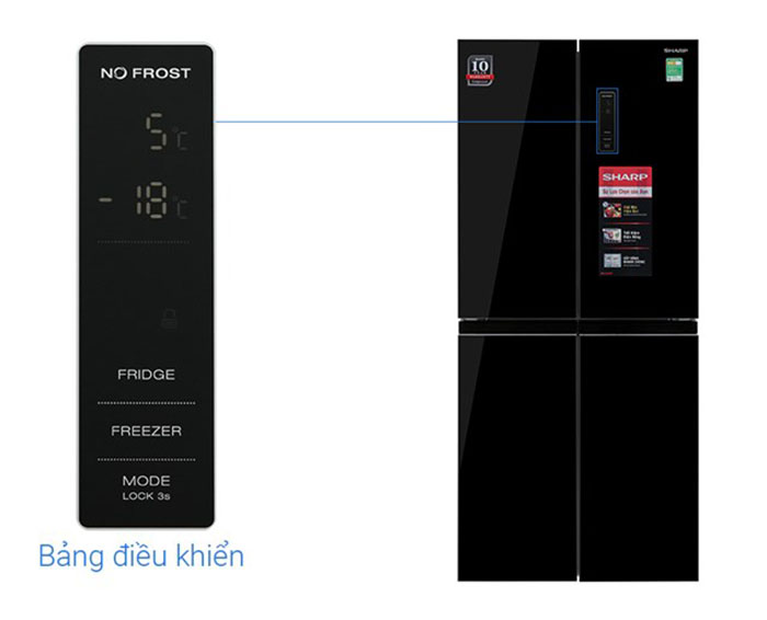 Image Tủ lạnh Sharp Inverter 362 lít Multi Door SJ-FX420VG-BK 3