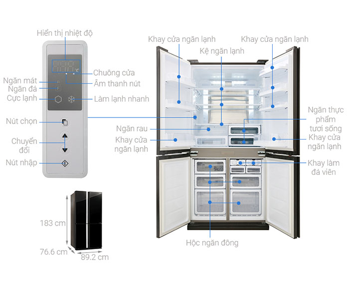 Image Tủ lạnh Sharp Inverter 605 lít SJ-FX688VG-BK 3
