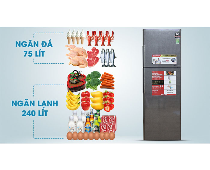 Image Tủ lạnh Sharp Inverter 342 lít SJ-X346E-DS 2