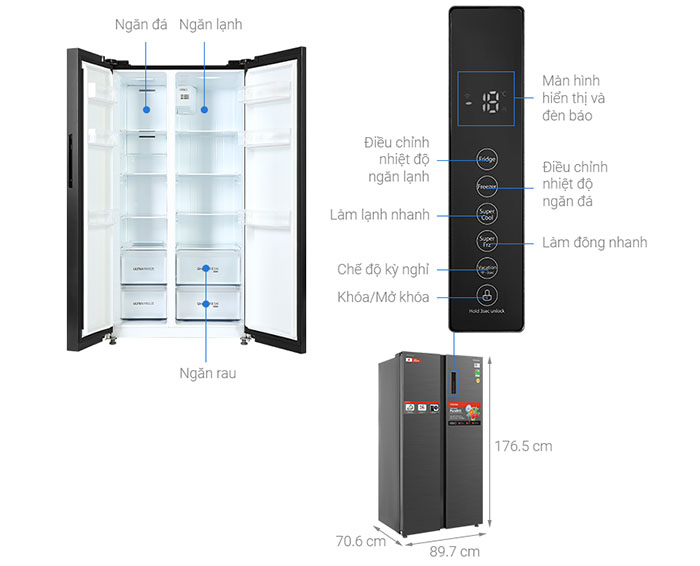 Image Tủ lạnh Toshiba Inverter 555 lít Side By Side GR-RS696WI-PMV(60)-AG 4
