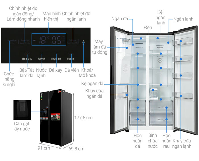 Image Tủ lạnh Toshiba Inverter 568 lít Side By Side GR-RS755WIA-PGV(22)-XK 4